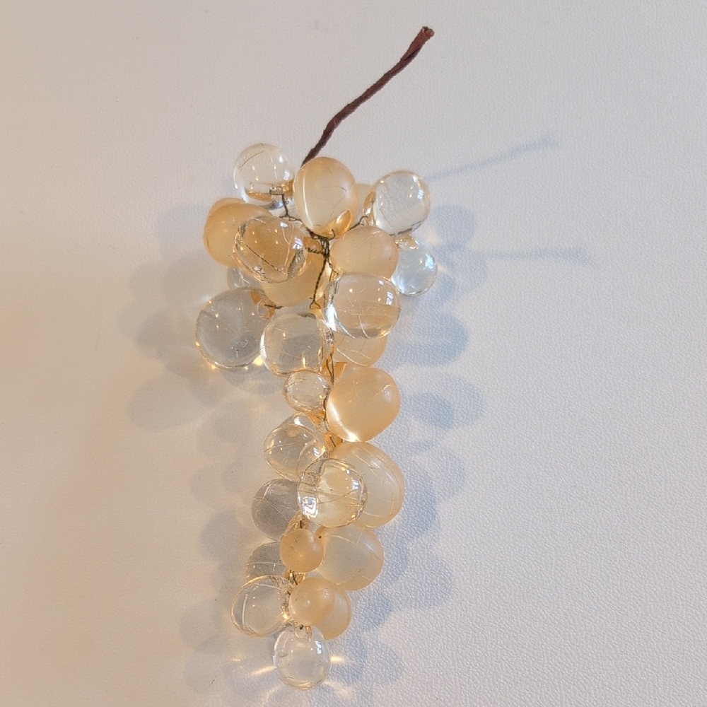 Vintage Lucite Bunch of clear faceted grapes. Around 7.5" With Stem.
